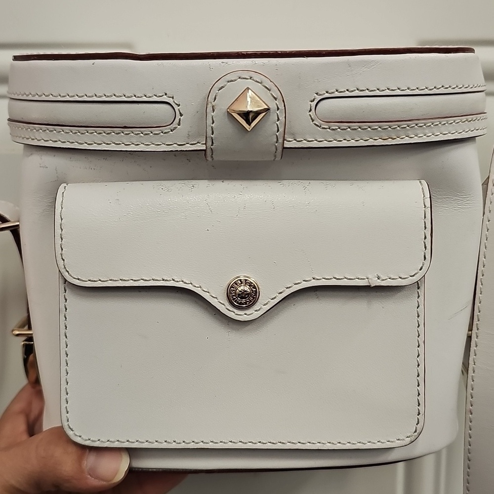 Elegant, White, Faux Leather, Crossbody Bag, Binocular, Travel, Fun, Unique, Y2k